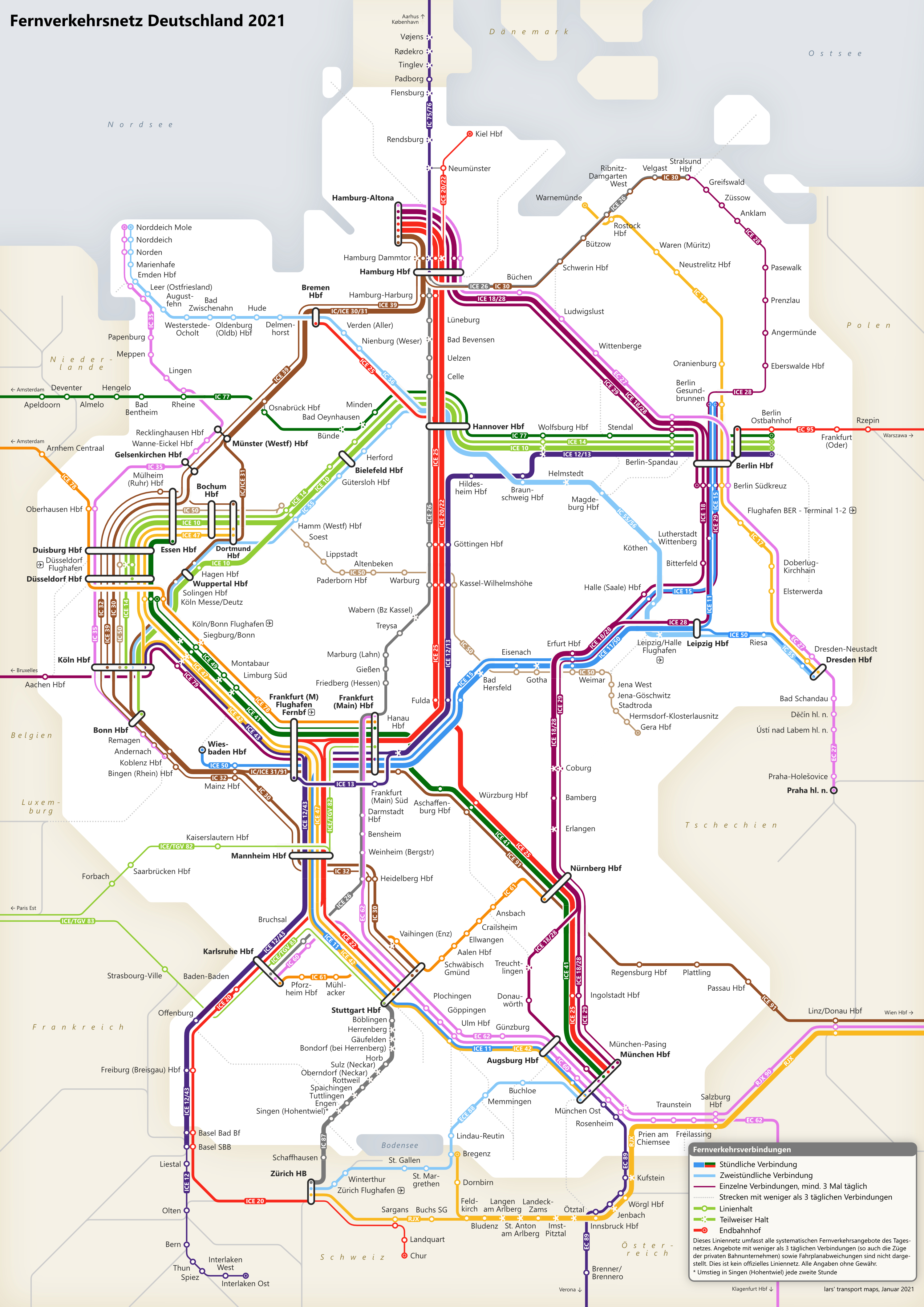 Long-distance Trains in Germany 2021 – lars' transport maps