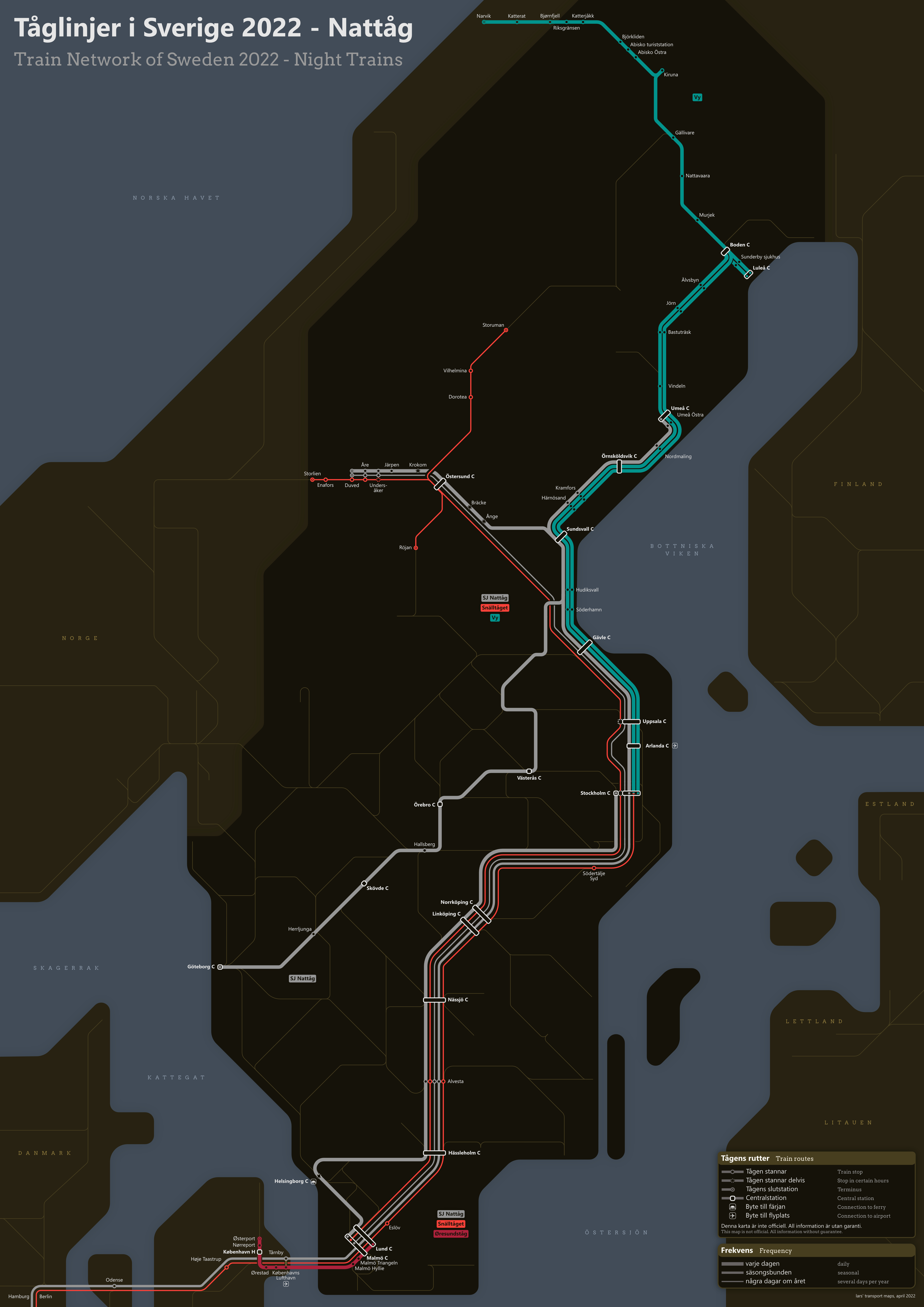 Train Network Of Sweden 2022 Lars Transport Maps Train Network Of Sweden 2022 Lars Transport Maps