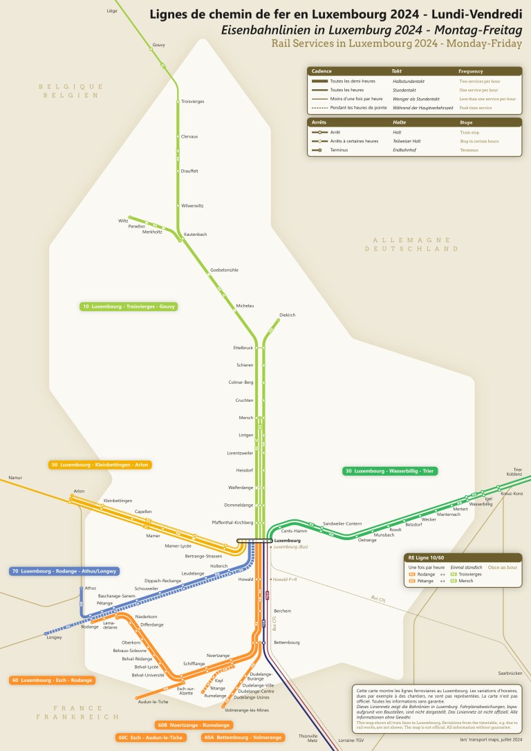 Rail Services in Luxembourg 2024 – lars' transport maps