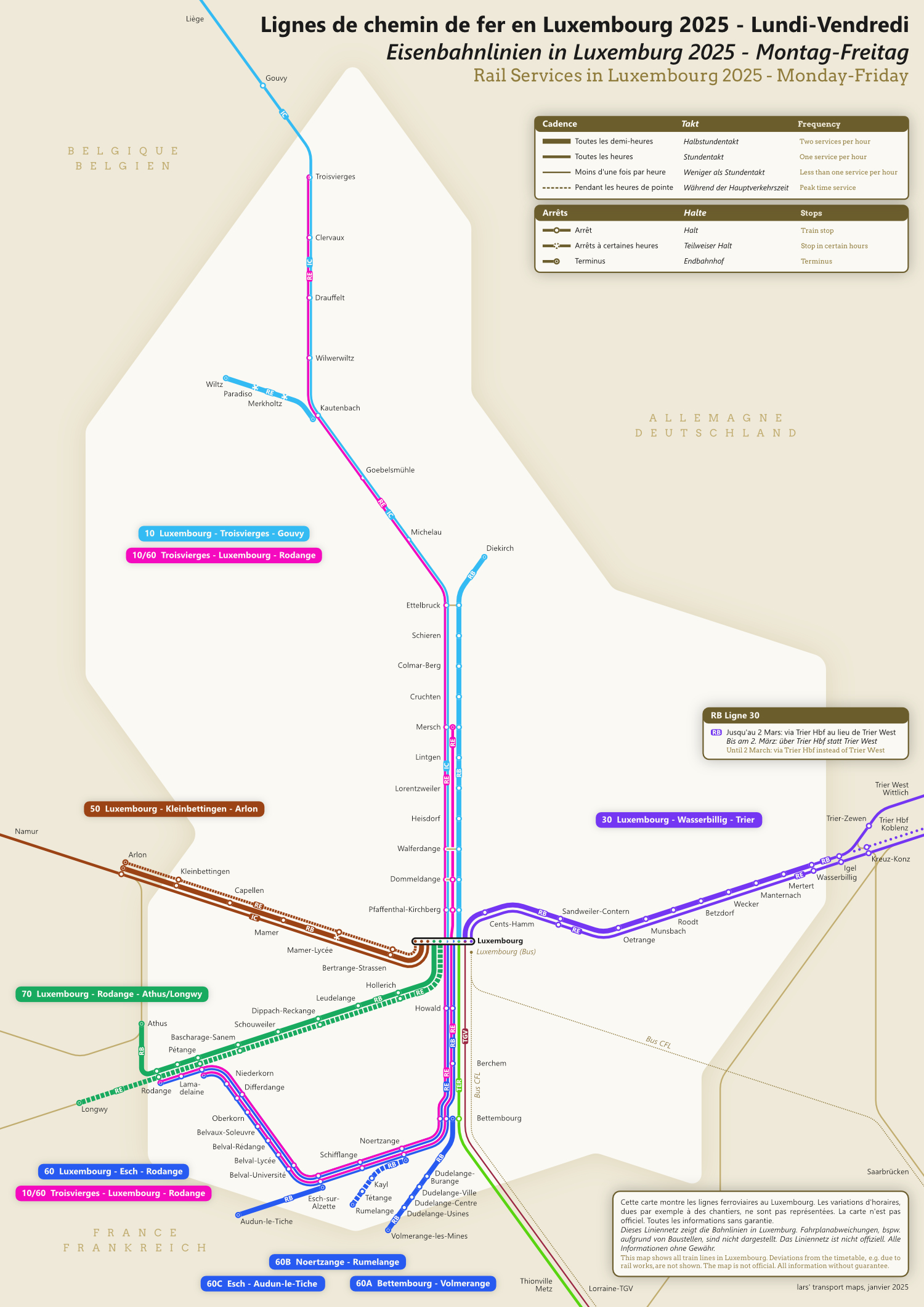 Rail Services in Luxembourg 2025 – lars' transport maps